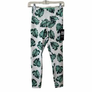 NWT Wildfox Leggings White Green Palm Print Tropical Sml Compression Banana Leaf